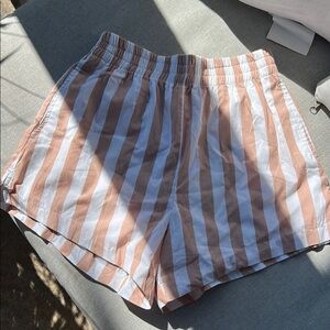 Striped Tan and White Women's Shorts